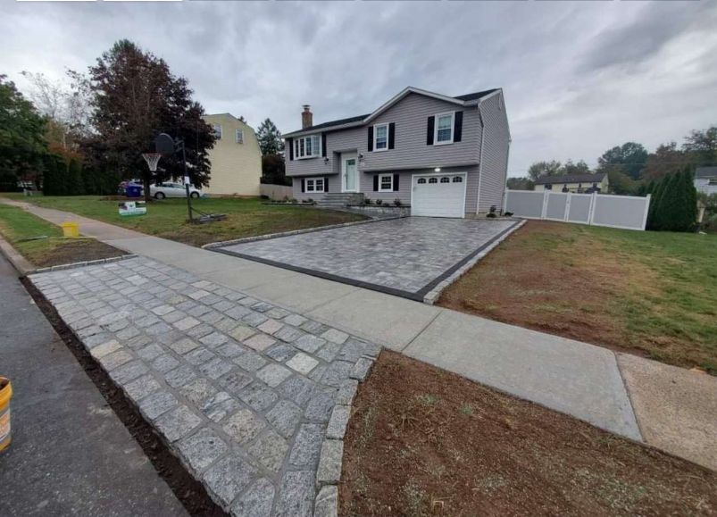 Newly Installed Paver Driveway and Walkway